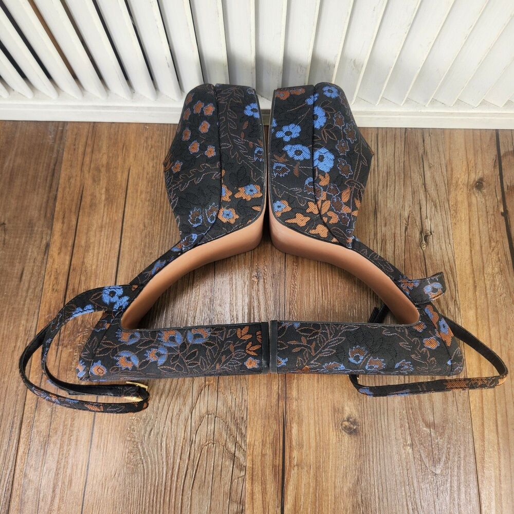 ASOS Design Peaked Platform High Heels Womens Size 9 Black Floral Chunky Shoes - Picture 5 of 11